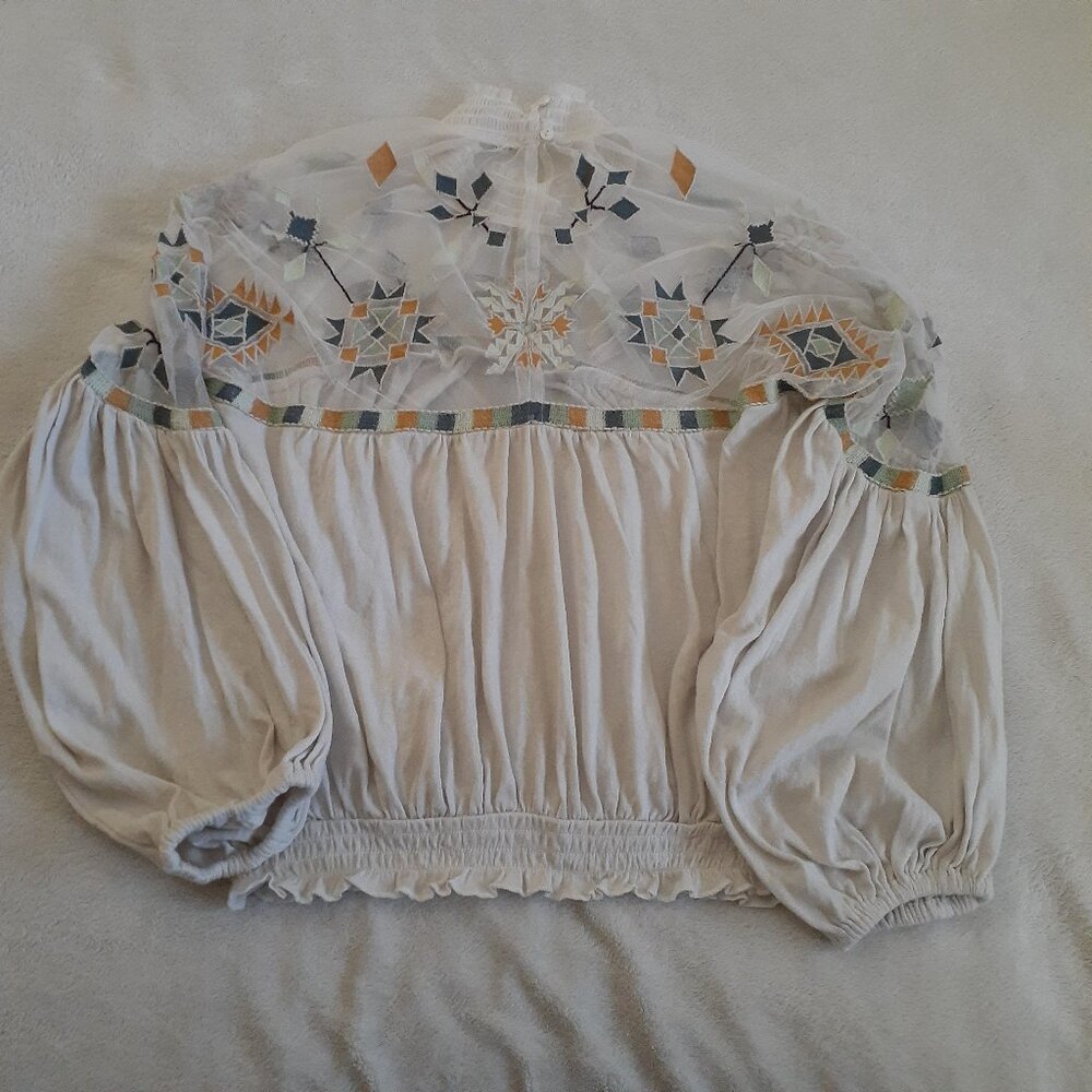 Free People Cream and Multicolor Embroidered Blouse - Picture 11 of 15